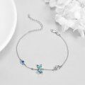 wholesale 925 Sterling Silver Butterfly Lotus Flower Blue Crystal Charm Bracelets Gift for Women-0-3