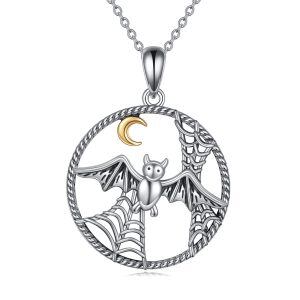 Sterling Silver Bat Moon Necklace-0