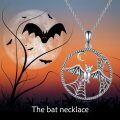 wholesale 925 Sterling Silver Bat & Crescent Moon Gothic Punk Pendant Necklace for Women-0-5