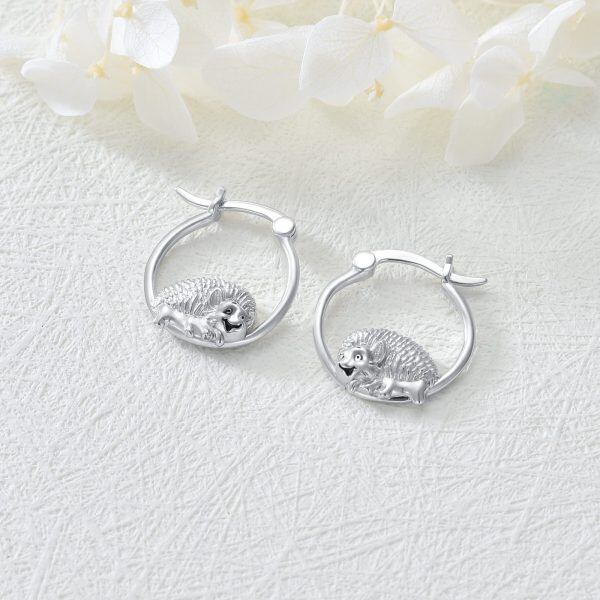 Sterling Silver Hedgehog Earrings-2