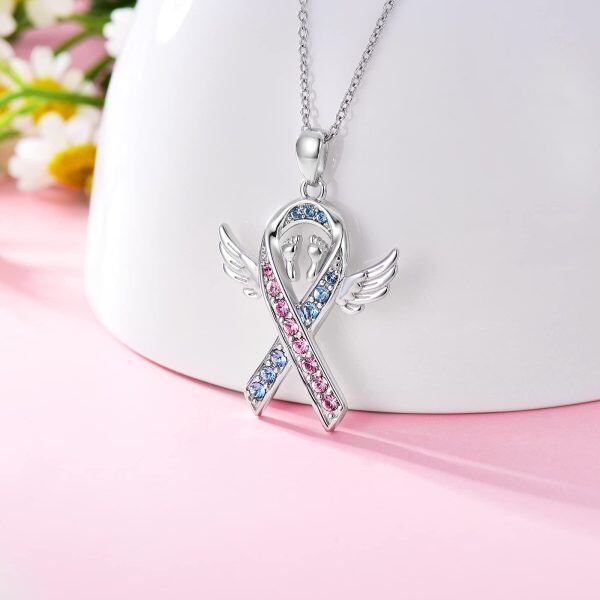 Sterling Silver Miscarriage Ribbon Necklace-1