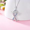 wholesale 925 Sterling Silver Pink and Blue Ribbon Angel Mommy Memorial Pendant Necklace for Pregnancy Loss-0-1