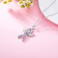 wholesale 925 Sterling Silver Pink and Blue Ribbon Angel Mommy Memorial Pendant Necklace for Pregnancy Loss-0-2