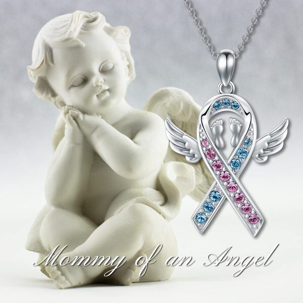 Sterling Silver Miscarriage Ribbon Necklace-5