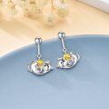 wholesale 925 Sterling Silver Yellow Crystal Cat Dangle Earrings Hypoallergenic Gifts for Women Girls-0-2