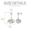 wholesale 925 Sterling Silver Yellow Crystal Cat Dangle Earrings Hypoallergenic Gifts for Women Girls-0-3