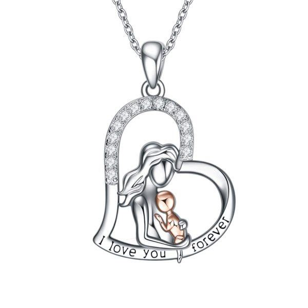 Sterling Silver Mother Hold Child Necklace-0