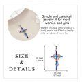 wholesale 925 Sterling Silver Blue Enamel Heart Cross Pendant Necklace for Women-0-4