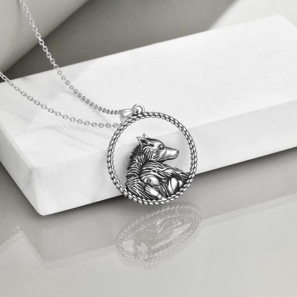 Sterling Silver Wolf And Girl Necklace-1