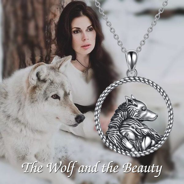 Sterling Silver Wolf And Girl Necklace-5