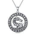 wholesale 925 Sterling Silver Viking Dragon Rune Circle Pendant Necklace for Men-0-0