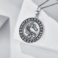 wholesale 925 Sterling Silver Viking Dragon Rune Circle Pendant Necklace for Men-0-1