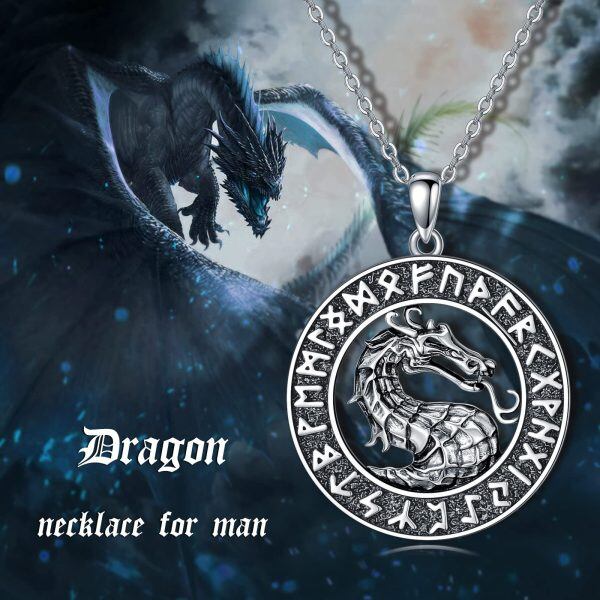 Sterling Silver Dragon Necklace-4