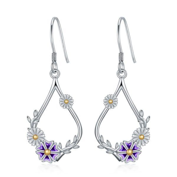 Sterling Silver Daisy Flower Earrings-0