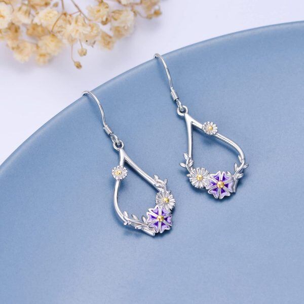 Sterling Silver Daisy Flower Earrings-2