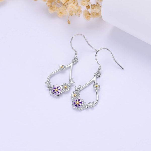 Sterling Silver Daisy Flower Earrings-3