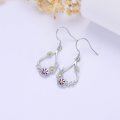 wholesale 925 Sterling Silver Purple and Gold Daisy Flower Drop Earrings for Women-0-3