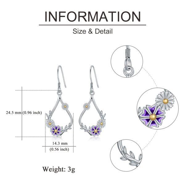 Sterling Silver Daisy Flower Earrings-4