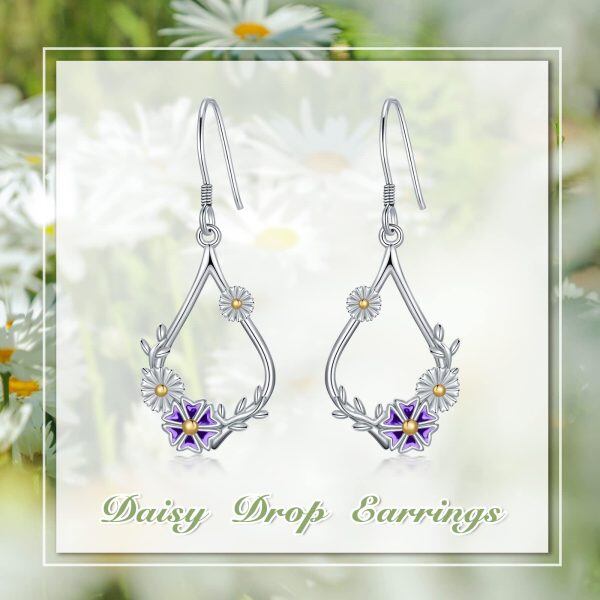 Sterling Silver Daisy Flower Earrings-5