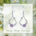 wholesale 925 Sterling Silver Purple and Gold Daisy Flower Drop Earrings for Women-0-5