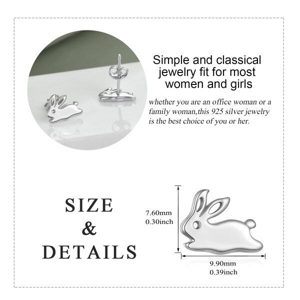 Sterling Silver Rabbit Earrings-3