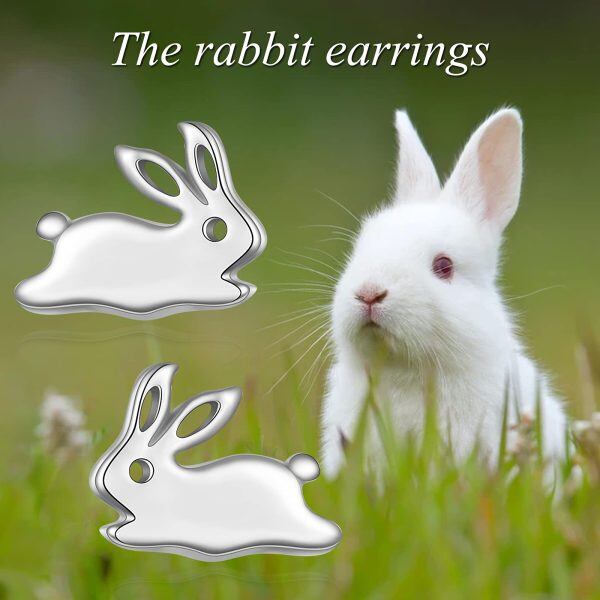 Sterling Silver Rabbit Earrings-4