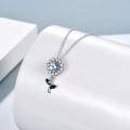 wholesale 925 Sterling Silver Blue Crystal Flower Pendant Necklace for Women-0-2