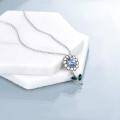 wholesale 925 Sterling Silver Blue Crystal Flower Pendant Necklace for Women-0-3