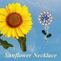 wholesale 925 Sterling Silver Blue Crystal Flower Pendant Necklace for Women-0-5