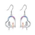 wholesale 925 Sterling Silver Heart Cat Girl Dangle Drop Earrings  for Women Girls Mom-0-0