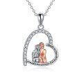 wholesale 925 Sterling Silver Sisters Forever Friendship Heart Pendant Necklace with Cubic Zirconia and Engraved Message Always my sister forever my friend-0-0