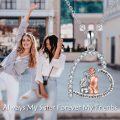 wholesale 925 Sterling Silver Sisters Forever Friendship Heart Pendant Necklace with Cubic Zirconia and Engraved Message Always my sister forever my friend-0-4