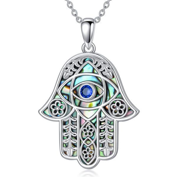 Sterling Silver Hamsa Necklace-0