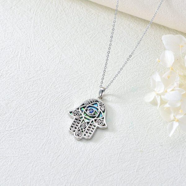 Sterling Silver Hamsa Necklace-3