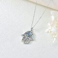 wholesale 925 Sterling Silver Abalone Shell Hamsa Evil Eye Pendant Necklace for Women-0-3