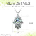 wholesale 925 Sterling Silver Abalone Shell Hamsa Evil Eye Pendant Necklace for Women-0-4