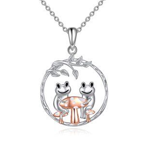 Sterling Silver Frog Mushroom Necklace-0