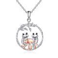 wholesale 925 Sterling Silver Frogs on Mushroom Pendant Necklace for Women-0-0
