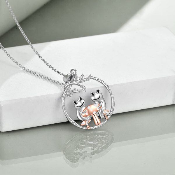 Sterling Silver Frog Mushroom Necklace-3