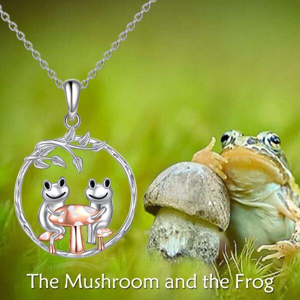 Sterling Silver Frog Mushroom Necklace-5