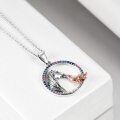 wholesale 925 Sterling Silver Horse and Wolf Pendant Necklace with Colorful Stones - I Love You Forever-0-3