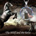 wholesale 925 Sterling Silver Horse and Wolf Pendant Necklace with Colorful Stones - I Love You Forever-0-4