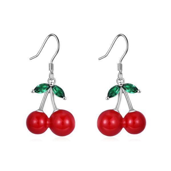 Sterling Silver Cherry Earrings-0