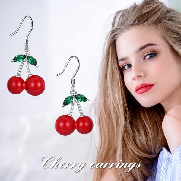 Sterling Silver Cherry Earrings-5