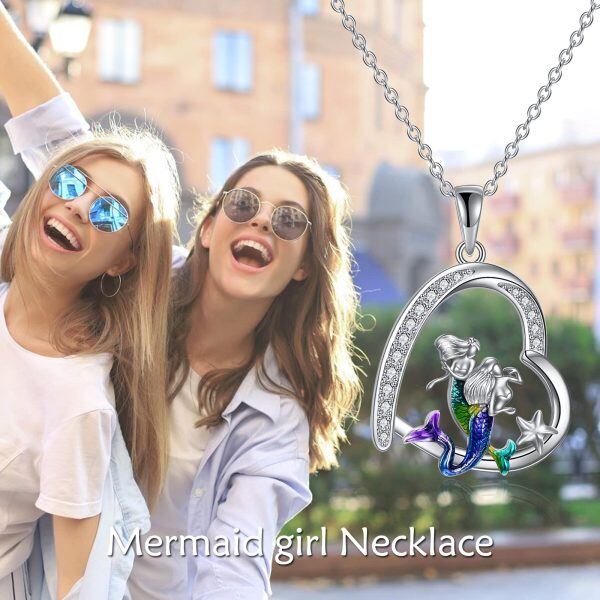 Sterling Silver Mermaid Sister Necklace-2