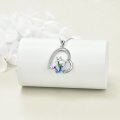wholesale 925 Sterling Silver Heart-Shaped Mermaid Pendant Necklaces with Enamel and Cubic Zirconia  for Sisters & Friends-0-5