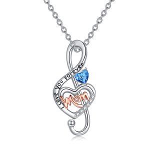 Sterling Silver Mother Heart Necklace-0