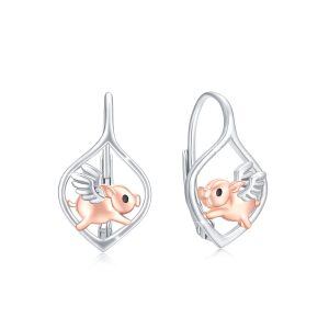 Sterling Silver Pig Earrings-0