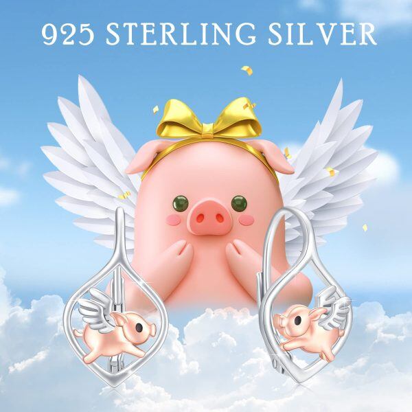 Sterling Silver Pig Earrings-4