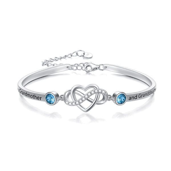 Sterling Silver Infinity Heart Bangle Bracelet-0